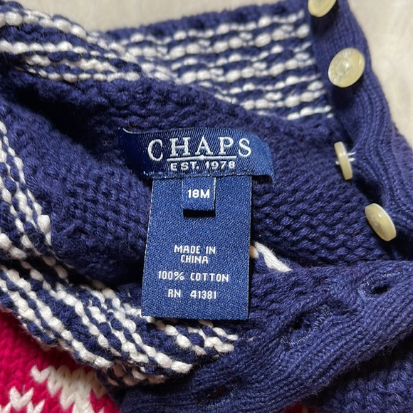 Chaps Pullover Sweater for Baby; Size 18 months; Navy Blue/Deep Magenta. - Picture 5 of 6